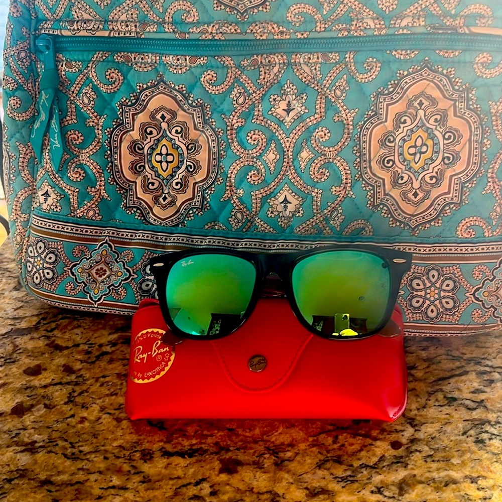 Ray-Ban Black Sunglasses with Vibrant Green Lenses